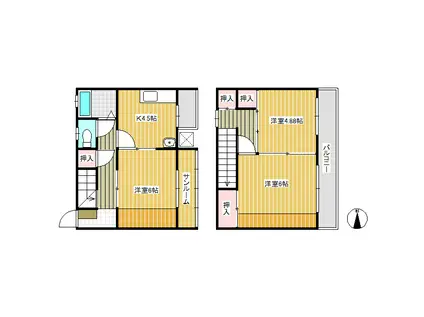 ラビット千曲(3K/1階)の間取り写真