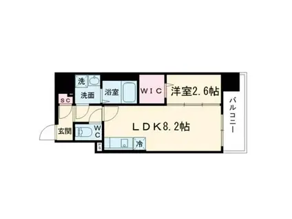 コンフォリア・リヴ南森町II(1LDK/13階)の間取り写真