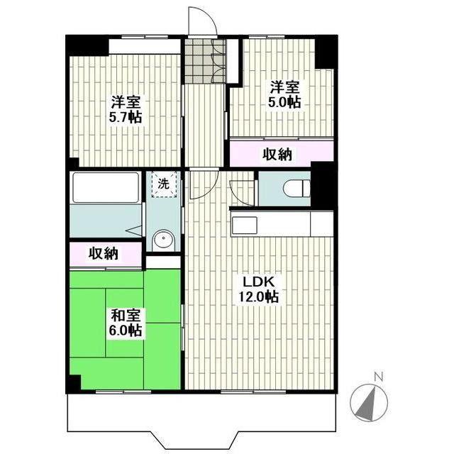 富士スカイハイツ(3LDK/4階)の間取り写真