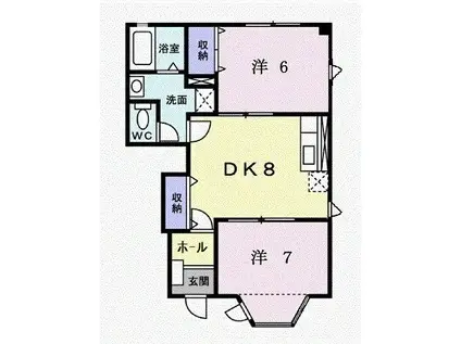 メゾン・ド・ヴィラII(2DK/1階)の間取り写真