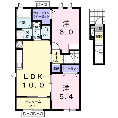 ヌーベルオーブ(2LDK/2階)の間取り写真