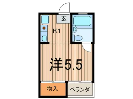 はぴねす関(1K/2階)の間取り写真