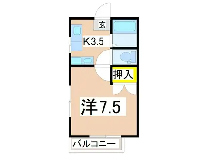 フレグランス中央(1K/2階)の間取り写真