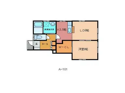 ツインハウスA(1LDK/1階)の間取り写真