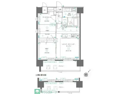 アルファレジデンシア南千住(2SLDK/12階)の間取り写真