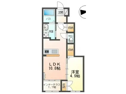 マロニエ・コートA(1LDK/1階)の間取り写真