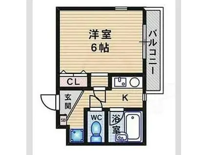 カントリー青葉ハイツ(1K/3階)の間取り写真