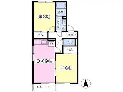 エクセル 二番館(2DK/2階)の間取り写真