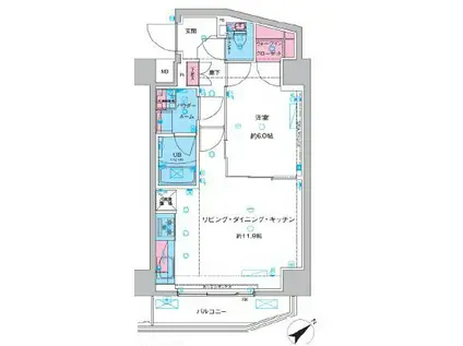 GENOVIA三ノ輪IIISKYGARDEN(1LDK/8階)の間取り写真