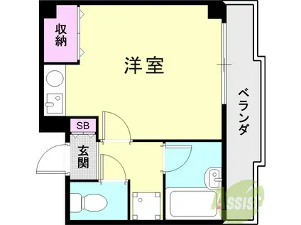 西田ハイツパートII(ワンルーム/4階)の間取り写真