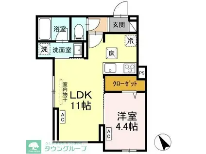 ASSET-COURT元横山町(1LDK/1階)の間取り写真