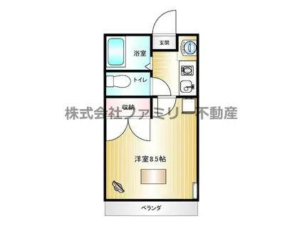 ＪＲ常磐線 岩間駅 徒歩2分 3階建 築29年(1K/1階)の間取り写真