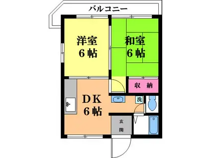 中條ハイム(2DK/1階)の間取り写真