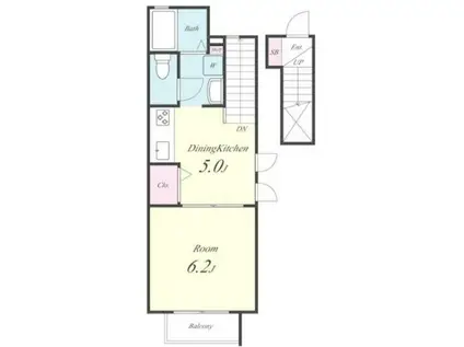 セント ローレンス(1DK/2階)の間取り写真