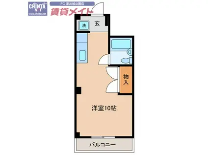 ティアラ桜橋(ワンルーム/2階)の間取り写真