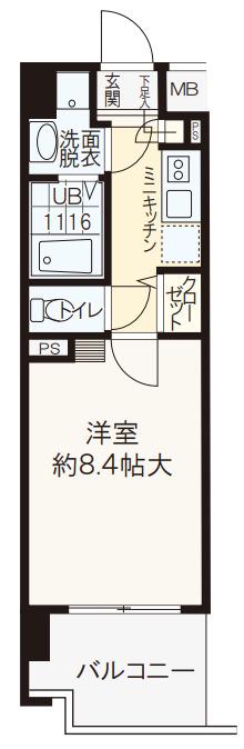 ビバーチェ鷺洲(1K/5階)の間取り写真