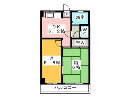 アメニティ瀬川(2DK/4階)の間取り写真