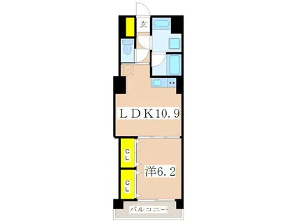 コンフォルト東谷山(1LDK/2階)の間取り写真