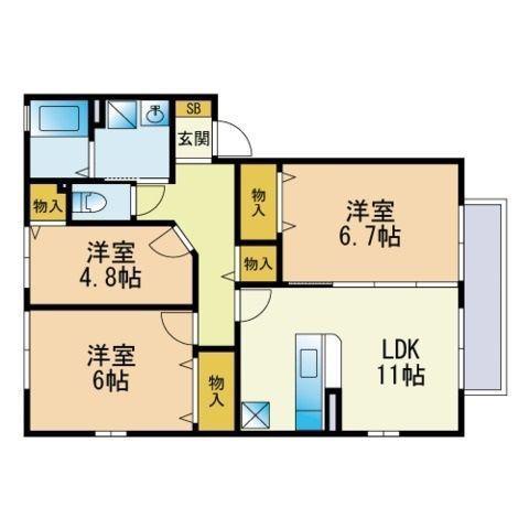 シャン・ヴィオレA棟(3LDK/1階)の間取り写真