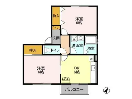 クレールフォンテ(2DK/1階)の間取り写真