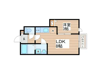 ガス割 第七弾 フォリアヒルズ長町南(1LDK/1階)の間取り写真