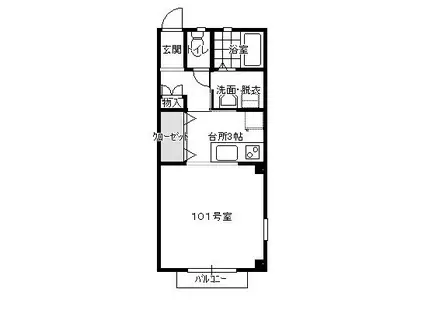 コーポ大崎(1K/1階)の間取り写真