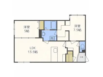 RESTS ON 琴似(2LDK/4階)の間取り写真