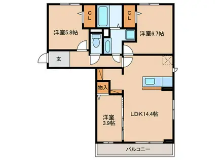 ルミエール B(3LDK/2階)の間取り写真