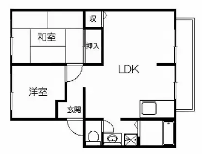 リヴェールFUJI(2LDK/1階)の間取り写真