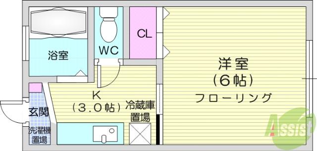 SKハイツ(1K/2階)の間取り写真