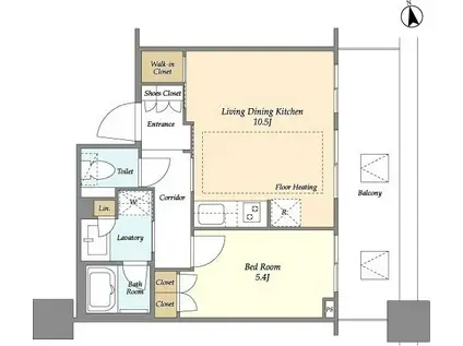 白金ザ・スカイ西棟(1LDK/7階)の間取り写真