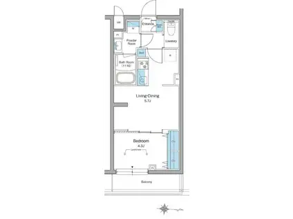 ルフォンリヴェント杉並永福(1LDK/3階)の間取り写真