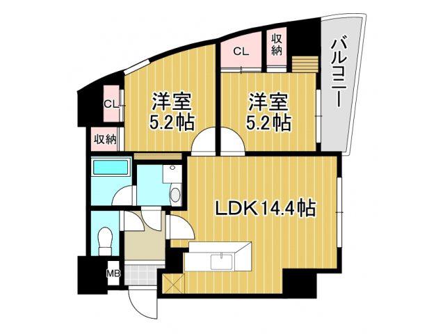 オールセインツ(2LDK/5階)の間取り写真