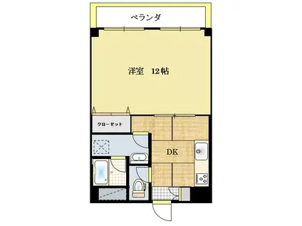 スクエアウィズ2001(1DK/4階)の間取り写真