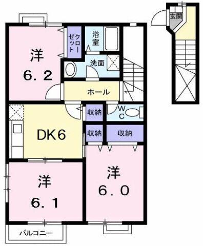 ロイヤル雑賀(3DK/2階)の間取り写真
