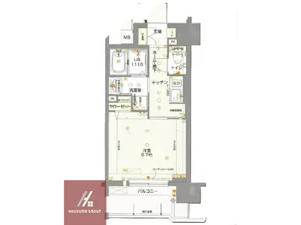 エイペックス大阪城西(1K/5階)の間取り写真