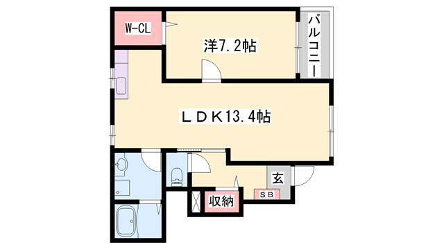 ビオラ・フィオーレ・辻井(1LDK/1階)の間取り写真