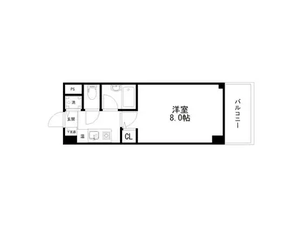 湖山ヒルズ(1K/6階)の間取り写真