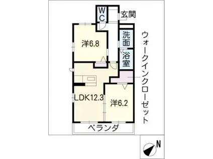 アンテヴェール(2LDK/1階)の間取り写真
