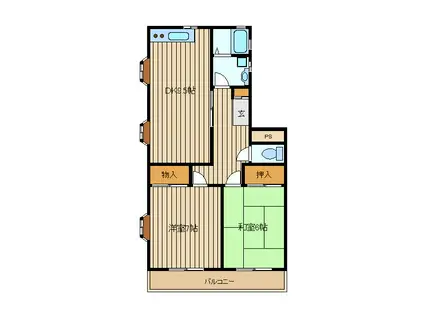 パルティア2(2DK/2階)の間取り写真