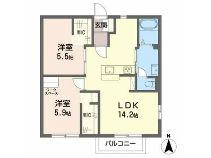 DIAS RIVER SIDE A棟(2LDK/1階)の間取り写真