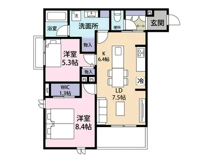 ENSOLEILLE(2LDK/3階)の間取り写真