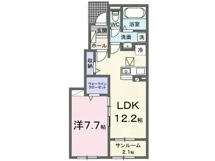 アルコバレーノI(1LDK/1階)の間取り写真