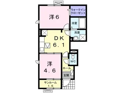 オーブトワ A(2DK/1階)の間取り写真