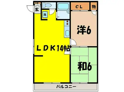 メゾン湊(2LDK/2階)の間取り写真