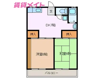 コーポ垂坂A(2DK/2階)の間取り写真