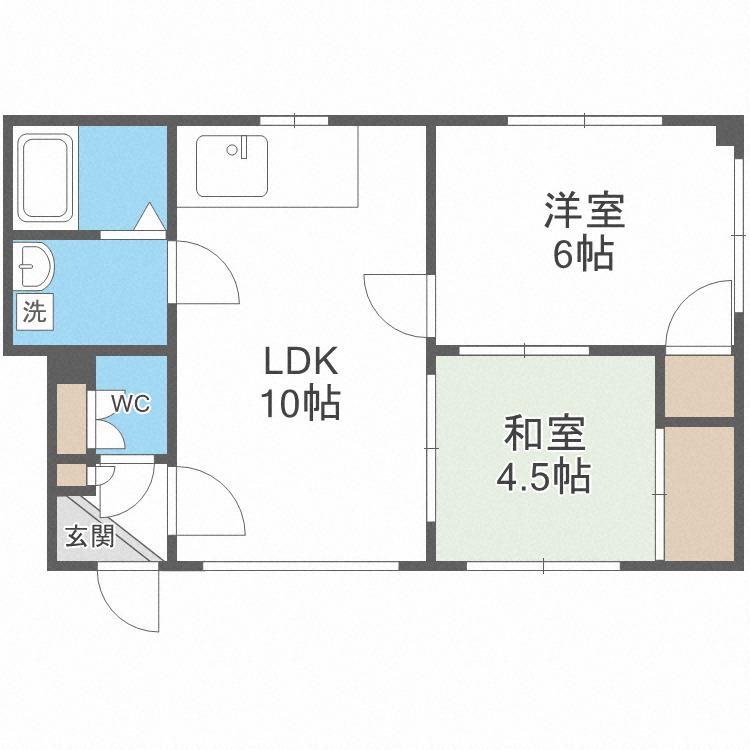 クリスタルハイツ栄町(2LDK/3階)の間取り写真