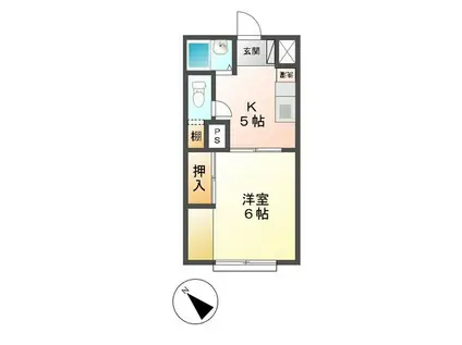 古川ビル(1DK/3階)の間取り写真