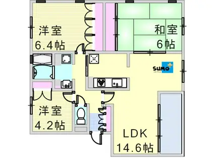 フォレスト 竹の台 南棟A(3LDK/4階)の間取り写真