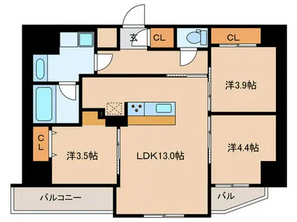 アーバネックス塚口(3LDK/5階)の間取り写真